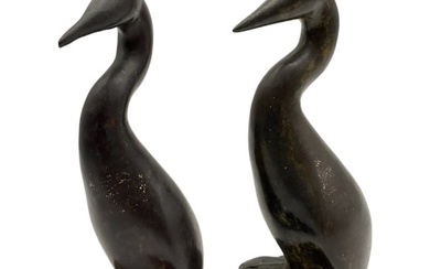 Pair H. Mori Signed and Numbered Bronze Bird Sculptures