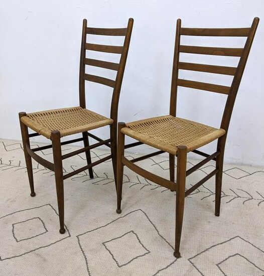 Pair Italian Style Side Chairs with Cord Seats.
