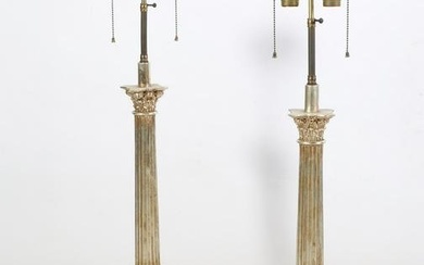 Pair Neoclassical style Corinthian column lamps