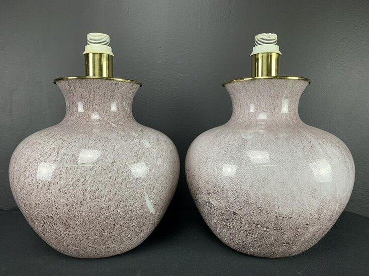 Pair Veart Italy Art Glass Table Lamps