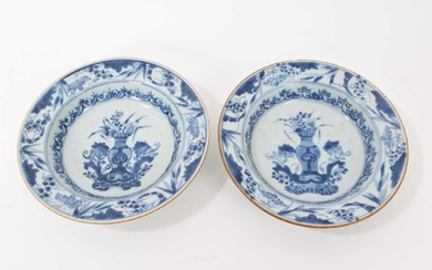 Pair of 18th century Chinese blue and white dishes