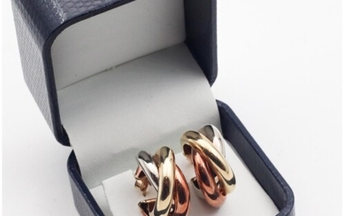 Pair of 9 Carat Gold Modernist Form Earrings Rose Yellow and...