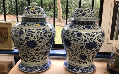 Pair of Chinese blue and white baluster vases