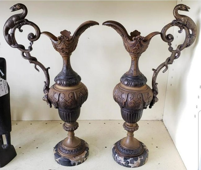 Pair of Circa 1880 French GIlt Spelter Gryphon Handle