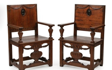 Pair of Edwardian Mahogany Hall Chairs
