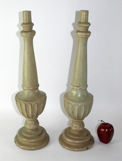 Pair of French painted wooden lamp bases