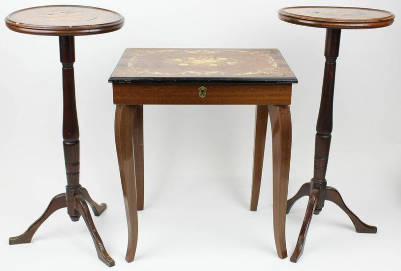 Pair of Inlaid Stands, Stand with Music Box