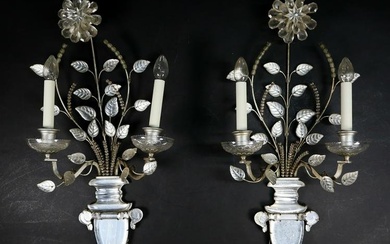 Pair of Maison Bagues Style French Crystal Sconces