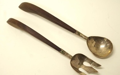 Pair of Mexican sterling silver serving spoons