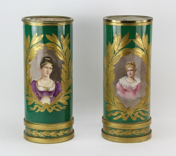 Pair of Mid 19thC French Napoleon II Sevres Urns