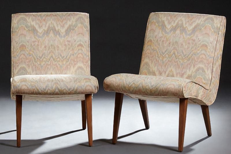 Pair of Mid-Century Modern Upholstered Lounge Chairs