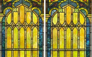 Pair of Tiffany Studios Gothic Revival Windows