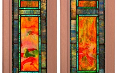 Pair of Tiffany Studios Leaded Glass Windows, St. Paul's Presbyterian, Philadelphia, Pennsylvania