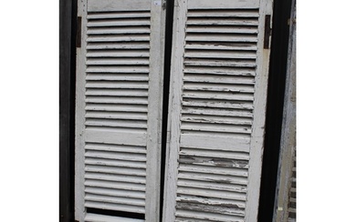 Pair of antique French painted oak shutters, each approx 160...