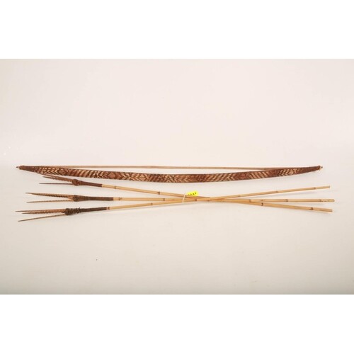 Papua New Guinea Bow and Arrows one bow, with woven desings ...