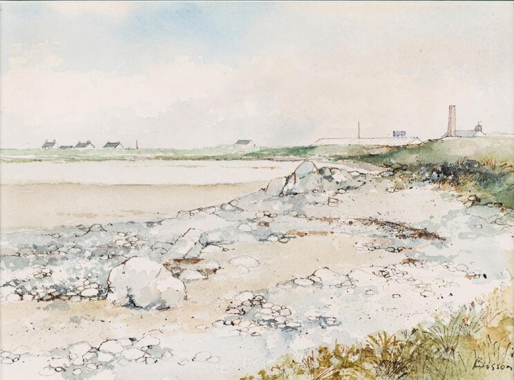 Paul Bisson, British b.1938 - Beach scene; watercolour on paper, signed lower right 'Bisson', 18.6 x 25.4 cm (ARR)