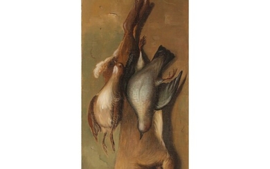 MICHELANGELO MEUCCI (1840/1909) "Cacciagione con lepre" - "Game with hare"