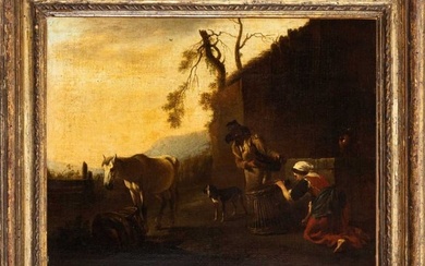 Pieter van Laer Il Bamboccio (ambito di) Landscape with farmers at work