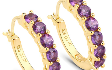 Plated 18KT Yellow Gold 1.20ctw Amethyst Earrings