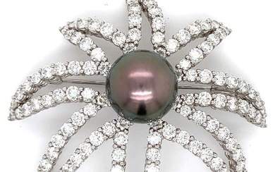 Platinum Diamond & South Sea Pearl Brooch