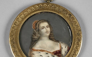 Portrait miniature Début du 20e siècle, monogrammé, avec au dos l'attribution non vérifiée de Catherine...