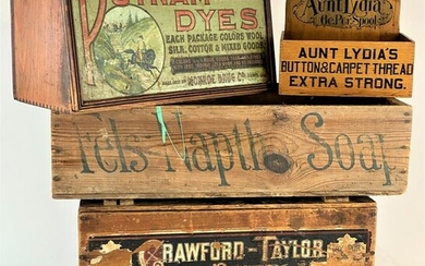 Putnam Dyes Box, and Other Advertisement Crates
