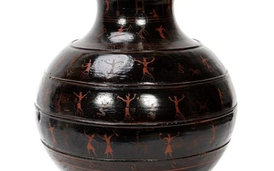 RARE WESTERN HAN DYNASTY LACQUERED POTTERY JAR
