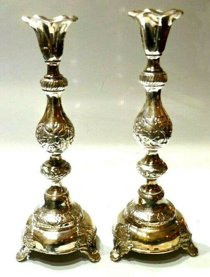 RUSSIAN Silver Pair of Candlesticks Antique