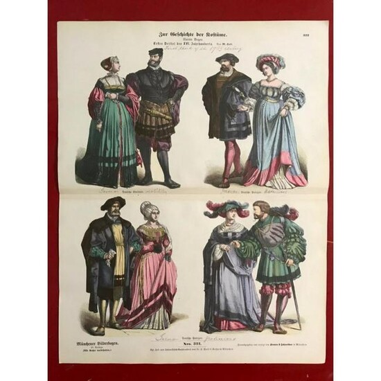 Rare 19thc German Handcolored Costume Plates