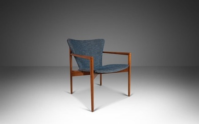 Rare Angular Lounge Chair / Armchair with Sculpted Back in Walnut After Nanna Ditzel c. 1950s