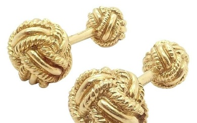 Rare! Vintage Tiffany & Co. 18k Yellow Gold Schlumberger Rope Knot Cufflinks