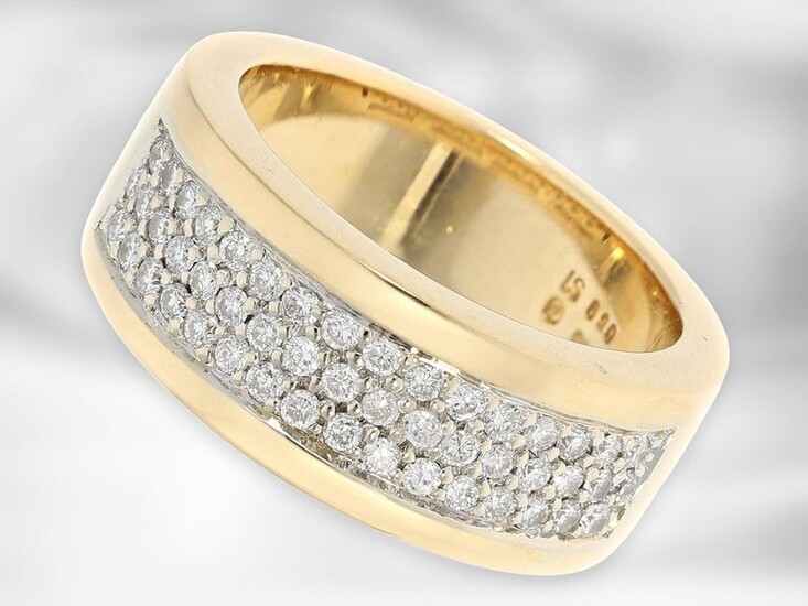 Ring: attractive modern yellow gold ring with diamonds, ca. 0,59ct, 18K gold