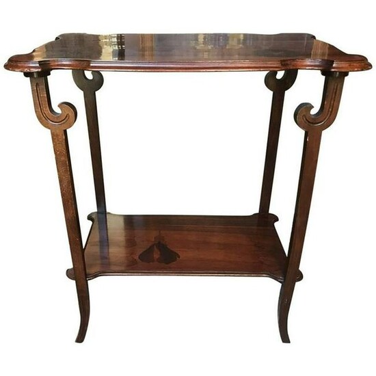 Rosewood Inlaid Two-Tier Side Table