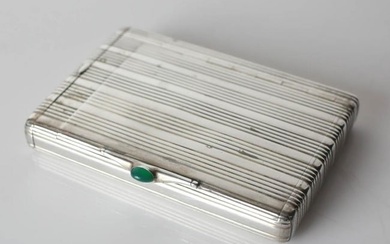 Russian Silver Cigarette Box with hinged match safe
