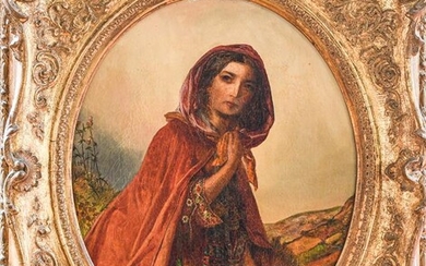S Baldwin (19th century) Girl in cloak, oil on canvas,...