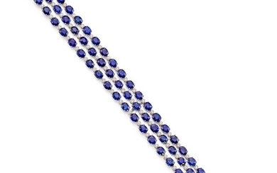 SAPPHIRE AND DIAMOND BRACELET | 藍寶石 配 鑽石 手鏈﹙藍寶石共重約33.00卡拉﹚