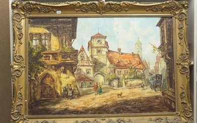 SIGNED SPITZER, AN OIL ON CANVAS DEPICITING A 19TH CENTURY SCENE