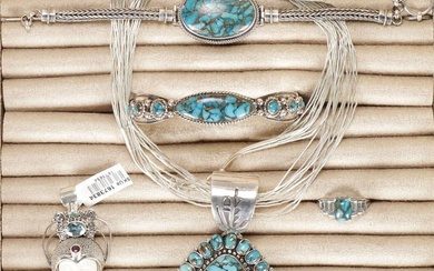 SILVER AND BLUE MOJAVE TURQUOISE LOT