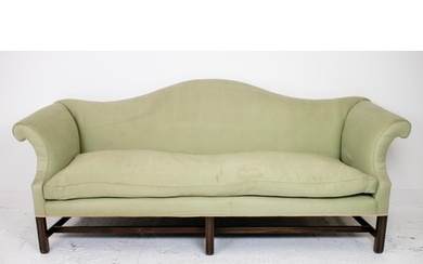 SOFA, George III style mahogany in pale green fabric, 92cm H...