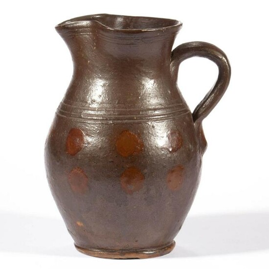 SOUTHERN DECORATED STONEWARE CREAM PITCHER