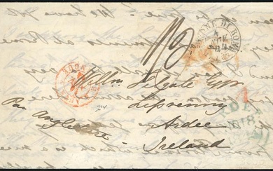 STATO PONTIFICIO-GRAN BRETAGNA IRLANDA 1844 - Lettera prefilatelica da Roma...