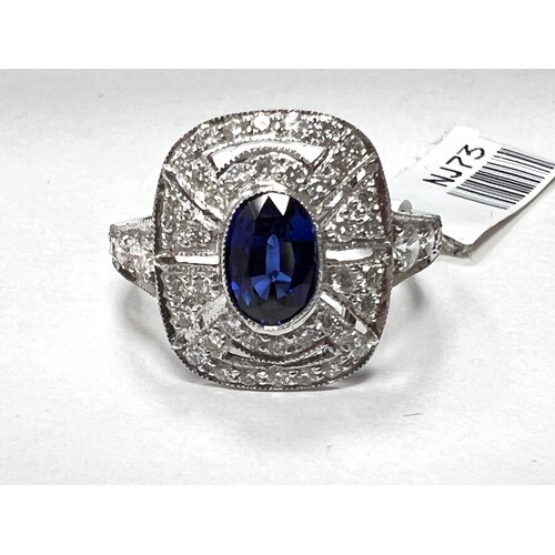 Sapphire Ring set with 1.34ct. sapphire and 0.18 ct. diamond...