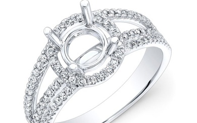 Sapphire Round And Diamond Halo Ring 14k White Gold
