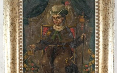 Seated Woman in a Costume - Oil on Board