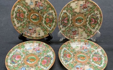 Set 4 Antique Chinese Famille Rose Porc Plates