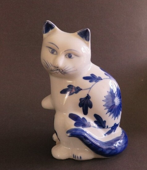 Seymour Mann Porcelain Cat Cobalt Hand Painted 1990