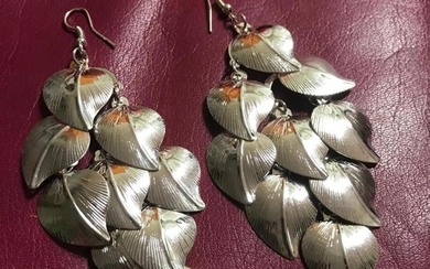 Silver Leaves Chandelier Earrings