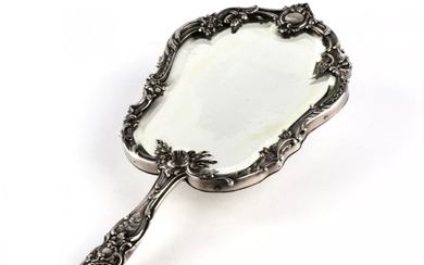 Silver hand mirror Louis XV style.