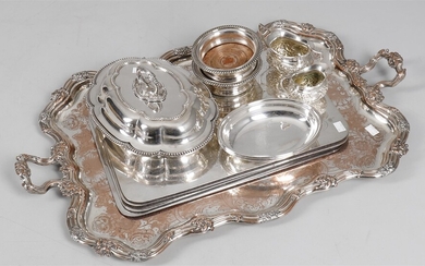 Silver plate including a large twin handled tray