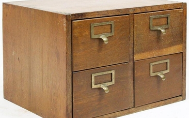 Small ca 1920 Four Drawer Oak File Box